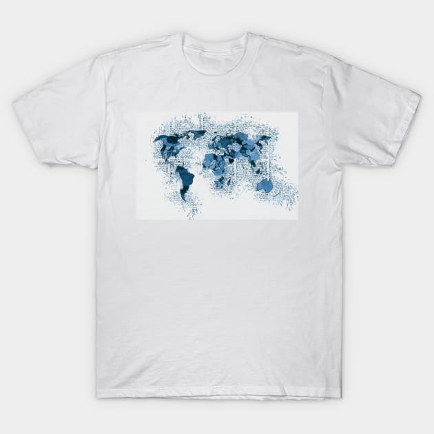 Vintage blue WORLD MAP for Geography Lovers T-Shirt by Naumovski